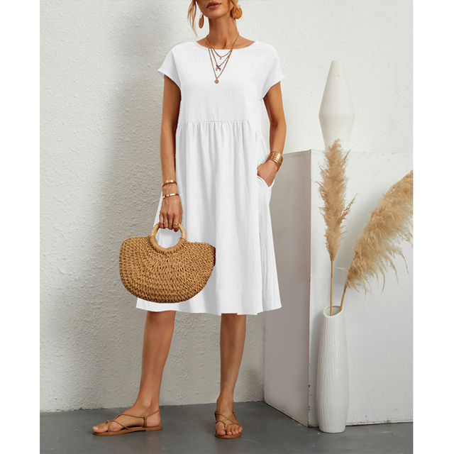 Levoire | Robe D'Été Midi Basique Blanc