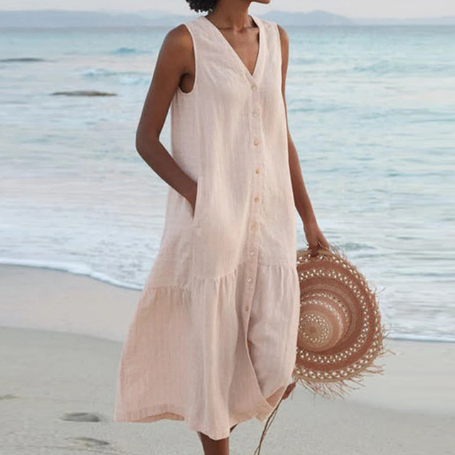 Levoire | Robe D'Été Élégante Pour Les Vacances Khaki