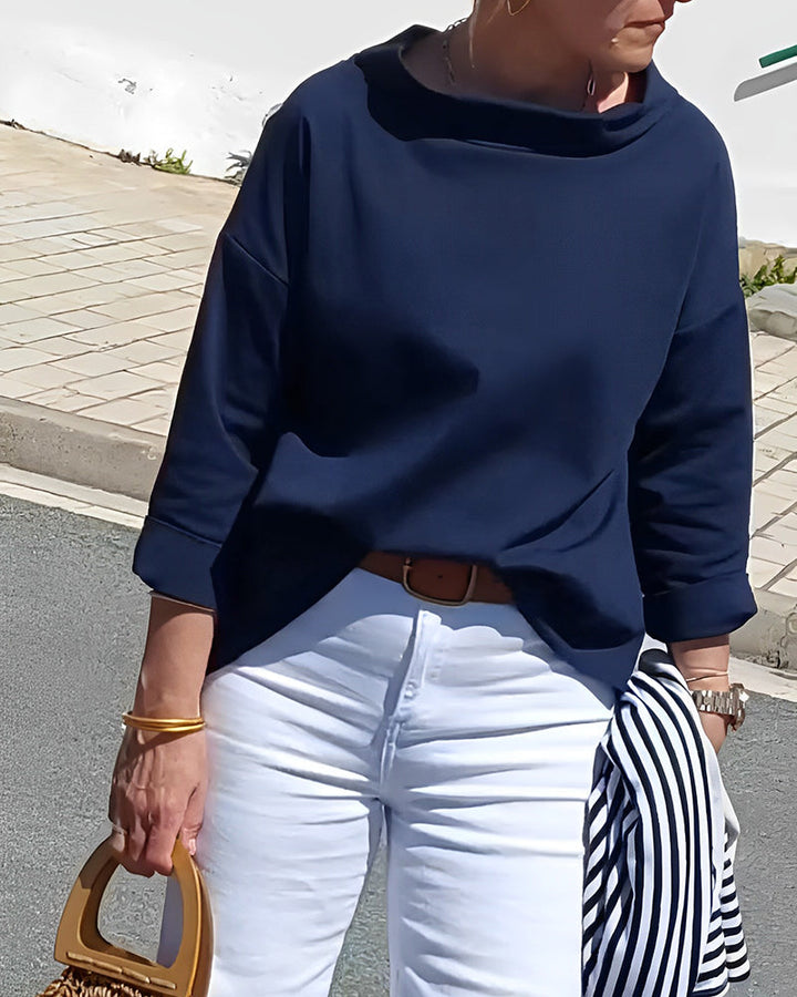 Levoire | Haut Élégant Avec Revers Contrastés Blaumarin