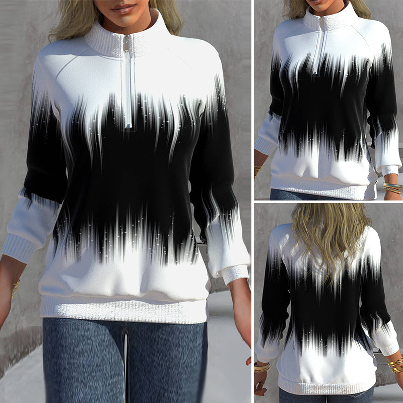 Levoire | Sweat À Capuche Avec Col Polo Mi-Long Et Fermeture Éclair Noir