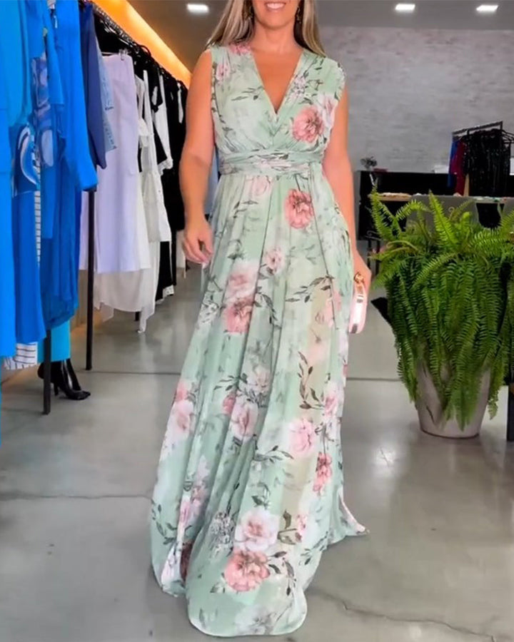 Levoire | Robe Élégante Midi avec Décolleté Vert