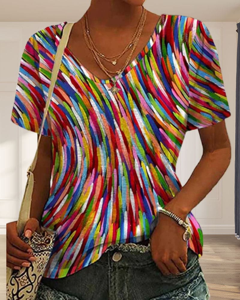 Levoire | T-Shirt À Col Rond Et Impression Colorée