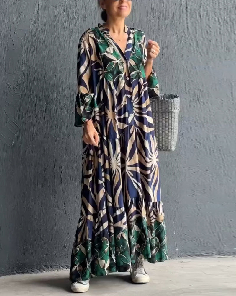 Levoire | Femmes Imprimé Long Maxi Bleu