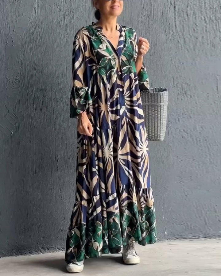 Levoire | Femmes Imprimé Long Maxi Bleu