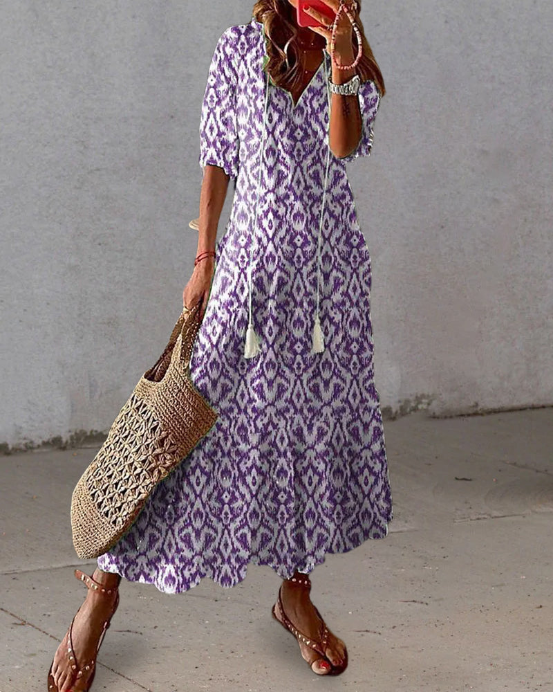 Levoire | Robe boho couvrante à manches Lilas