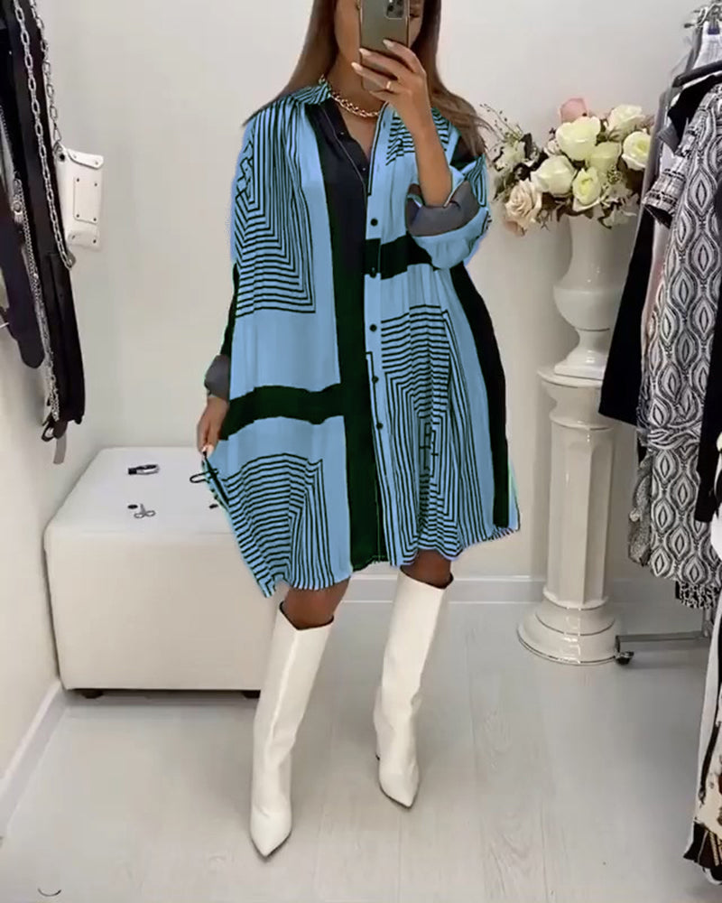 Levoire | Robe Avec Des Boutons Et Impression Bleu