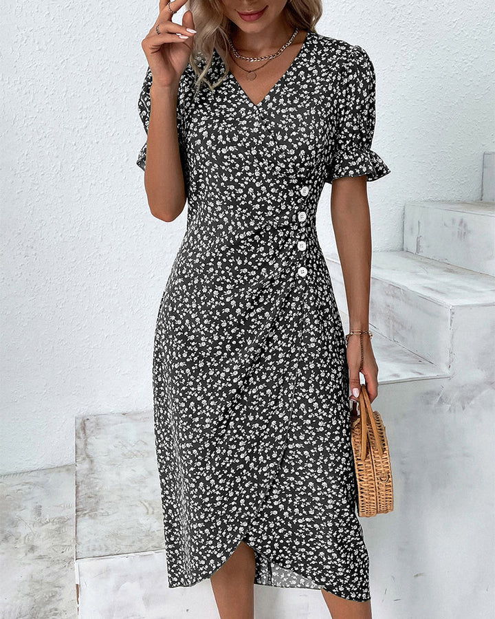 Levoire | Robe À Fleurs Avec Décolleté En V Noir