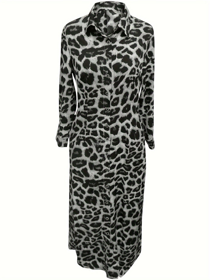 Levoire | Robe Maxi Avec Imprimé Léopard Et Boutons