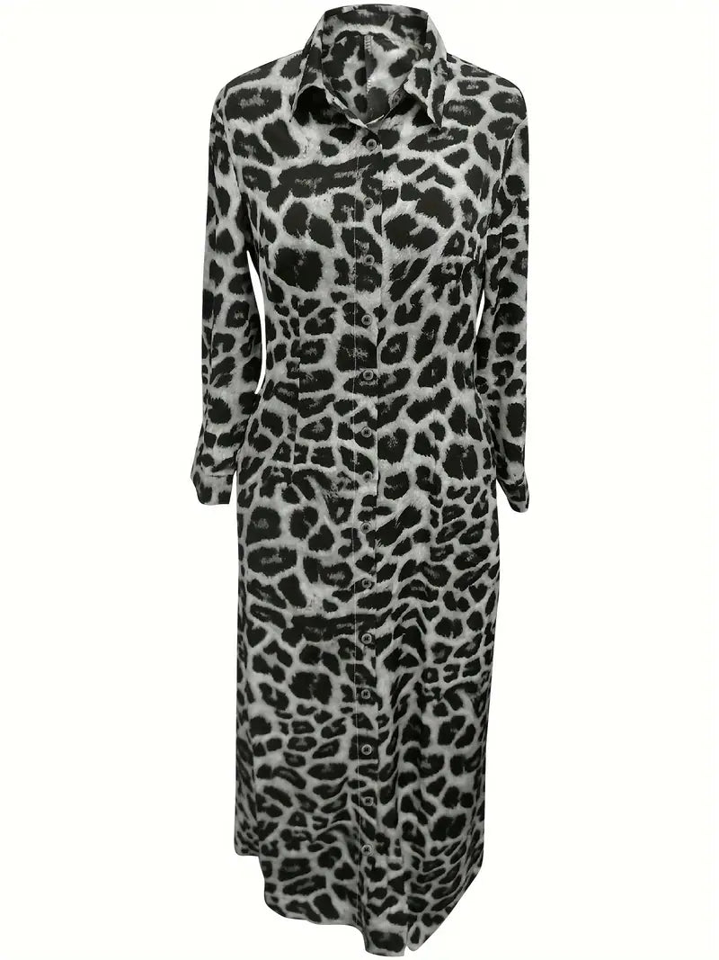 Levoire | Robe Maxi À Motif Léopard Et Boutons