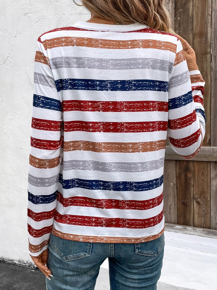 Levoire | T-shirt à manches longues V décolleté contrasté