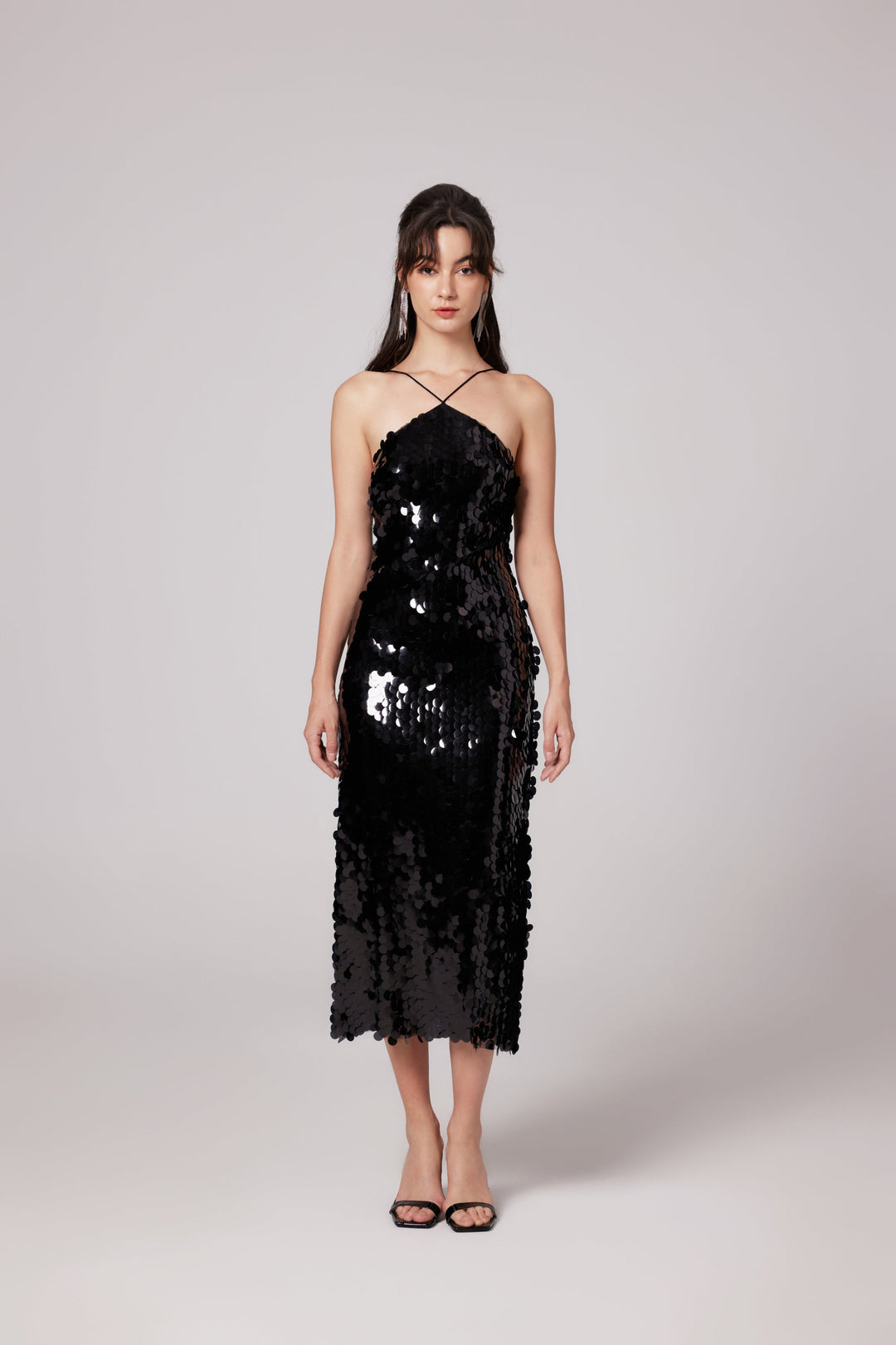 Levoire | Robe Midi Noire Ornée