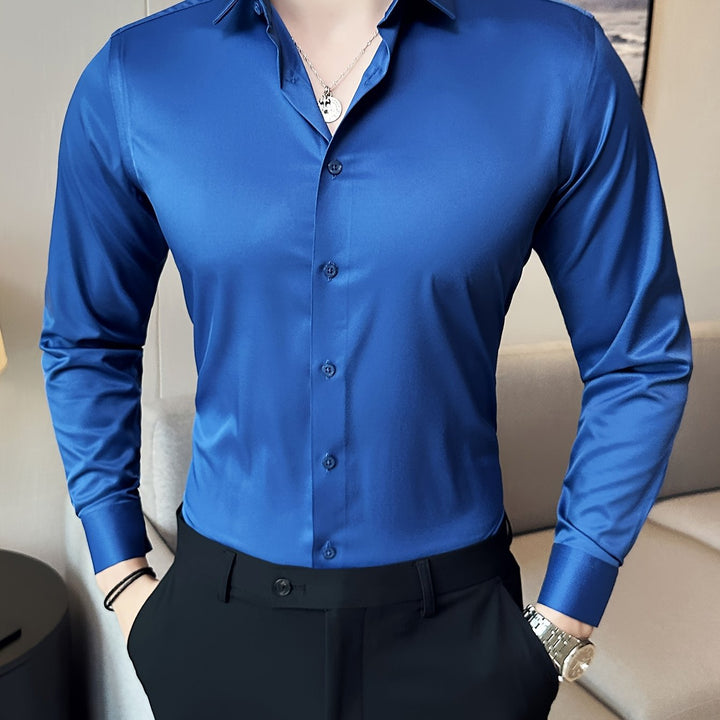 Levoire | Classique Uni Manches Longues Chemise Roi bleu