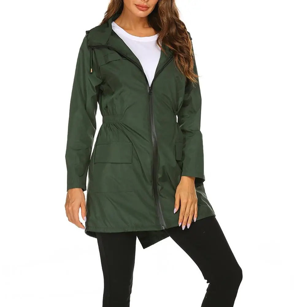 Levoire | Veste De Pluie Coupe-Vent Pour Femmes Avec Cordon De Serrage Vert foncé