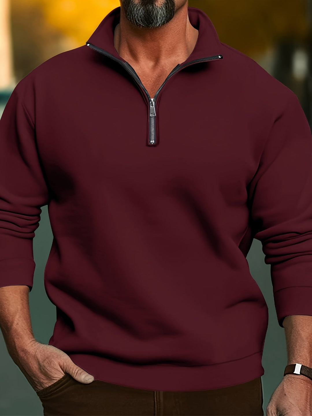 Levoire | Pull-Over En Laine Pour Hommes Légèrement Extensible Avec Col Droit