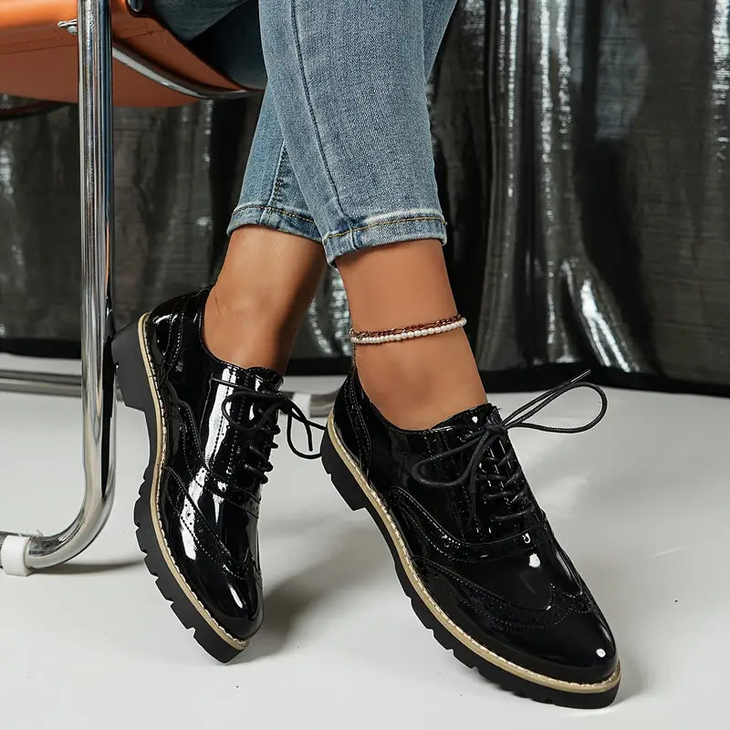 Levoire | Chaussures Vernis De Style Oxford Avec Semelle Épaisse Pour Femmes