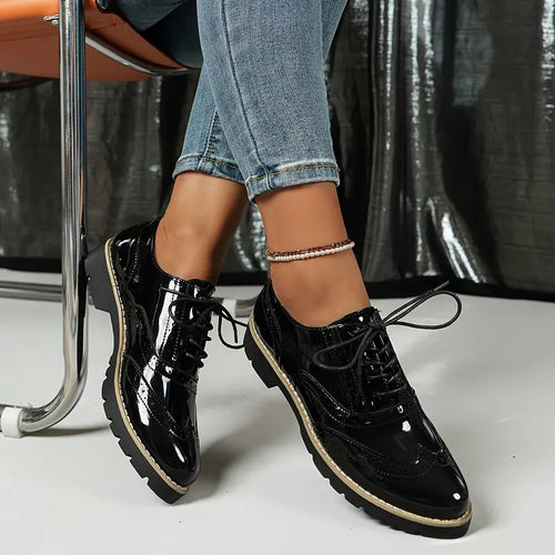 Levoire | Chaussures Vernis De Style Oxford Avec Semelle Épaisse Pour Femmes
