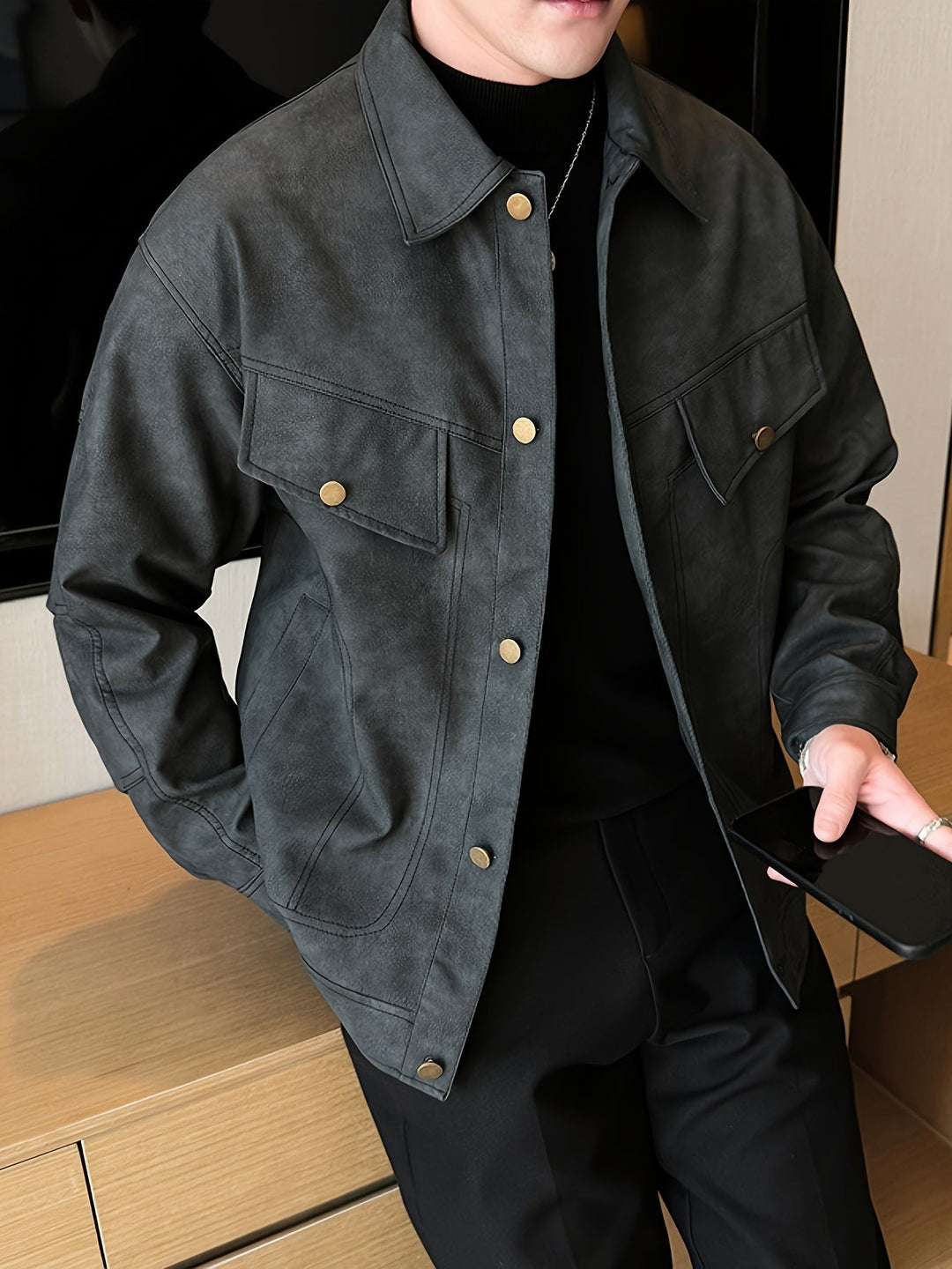 Levoire | Veste En Similicuir Tendance Pour Hommes Avec Fermeture Éclair Et Col