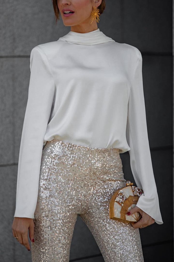 Levoire | Blouse À Col Cowl Sans Dos À Manches Longues Blanc