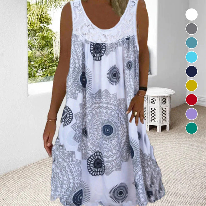 Levoire | Robe sans manches à anneau O avec impression Blanc
