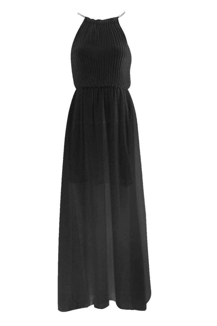 Levoire | Robe de soirée maxi sans manches à dos creux plissé
