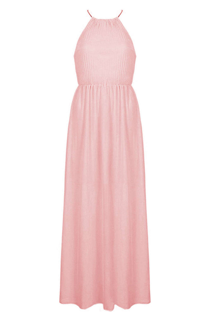 Levoire | Robe de soirée maxi sans manches à dos creux plissé