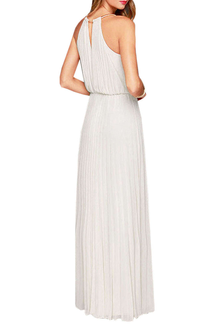 Levoire | Robe de soirée maxi sans manches à dos creux plissé