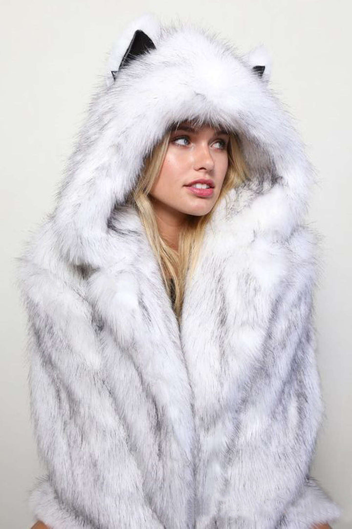 Levoire | Fauteuil en fausse fourrure Manteau à capuche oreilles mignonnes Blanc