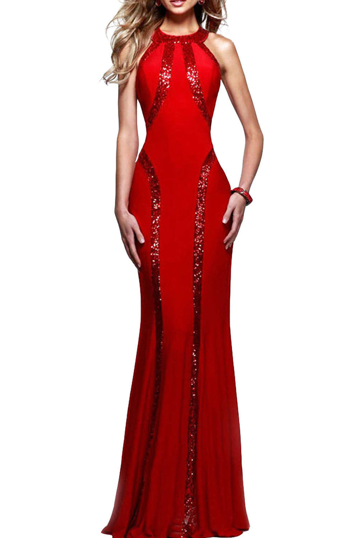 Levoire | Femmes Superbe robe de bal en jersey avec sequins Vin rouge