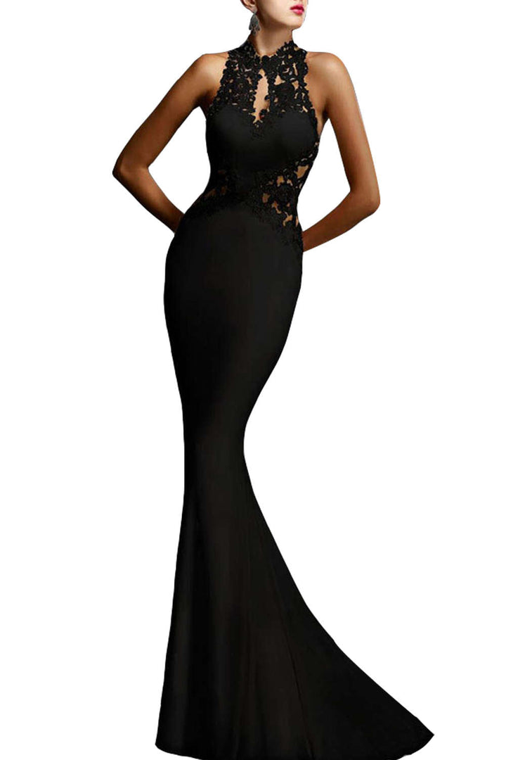 Levoire | Robe de soirée en corsage en dentelle sans manches Noir
