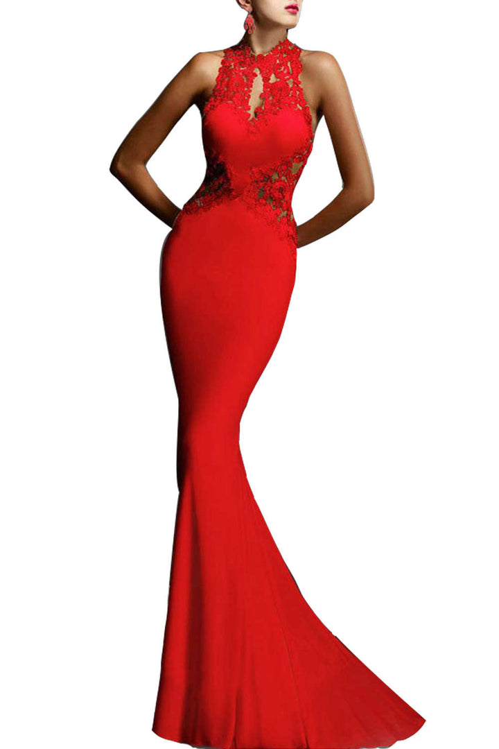 Levoire | Robe de soirée en corsage en dentelle sans manches Rot