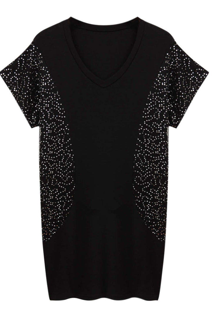 Levoire | T-shirt robe à décolleté en V avec paillettes