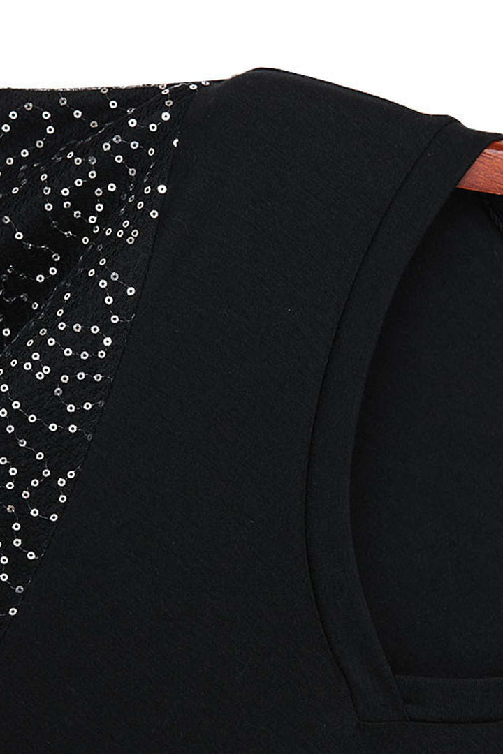 Levoire | T-shirt robe à décolleté en V avec paillettes