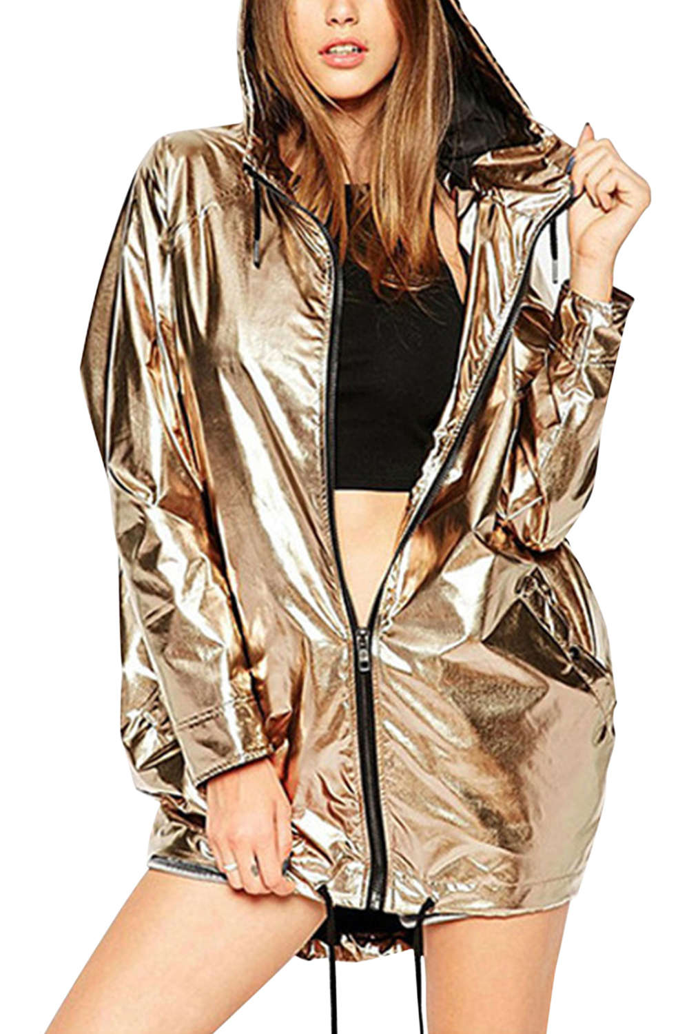Levoire | Veste à capuche métallique brillante pour filles Ou