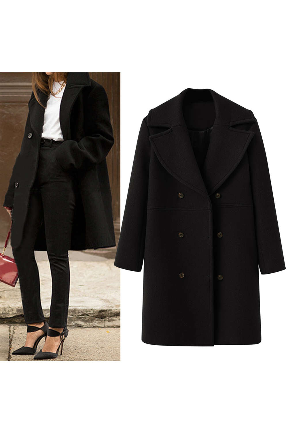 Levoire | Manteau Long en Laine à Revers Simple