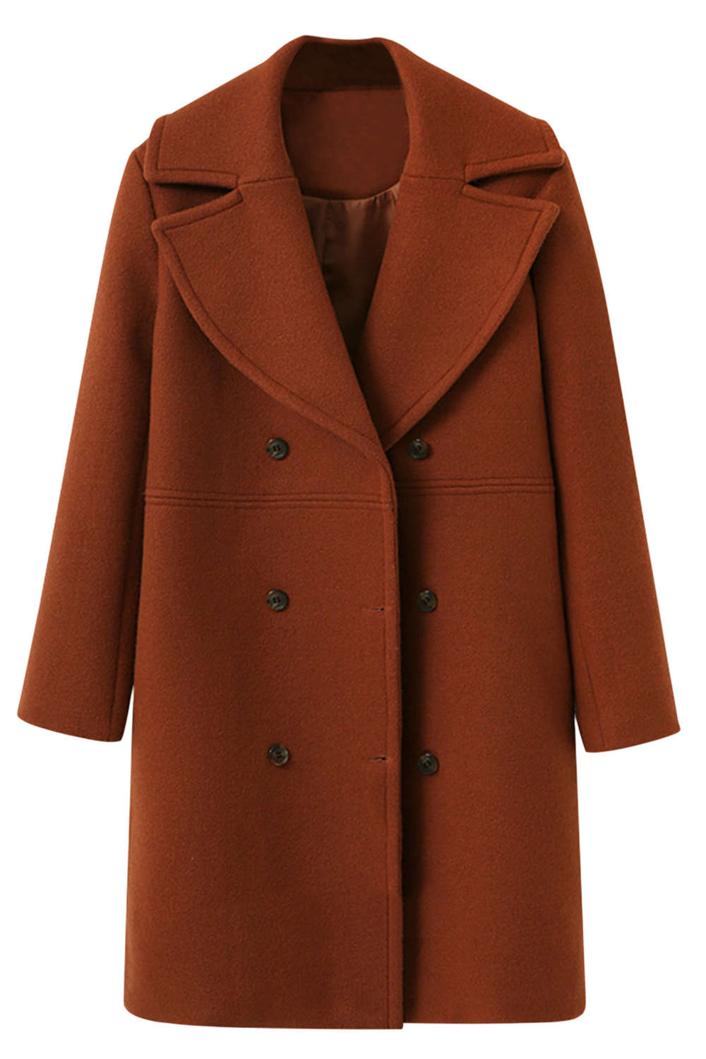 Levoire | Manteau Long en Laine à Revers Simple Rot