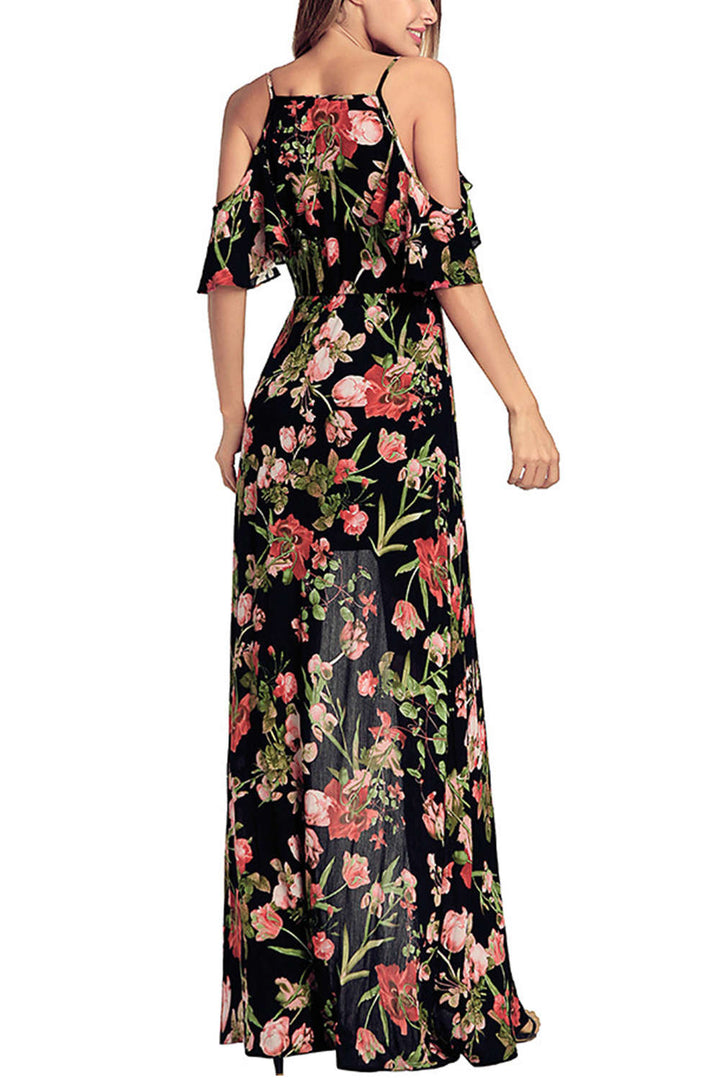 Levoire | Robe Maxi Imprimé Floral Décolleté V Épaules Dégagées