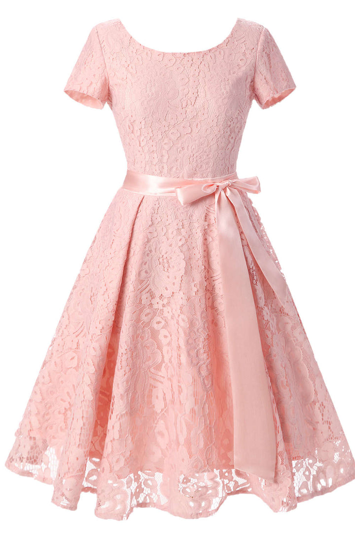 Levoire | Robe Mini Courte en Dentelle Vintage Rosa