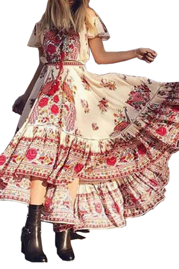 Levoire | Robe maxi florale à épaules dénudées