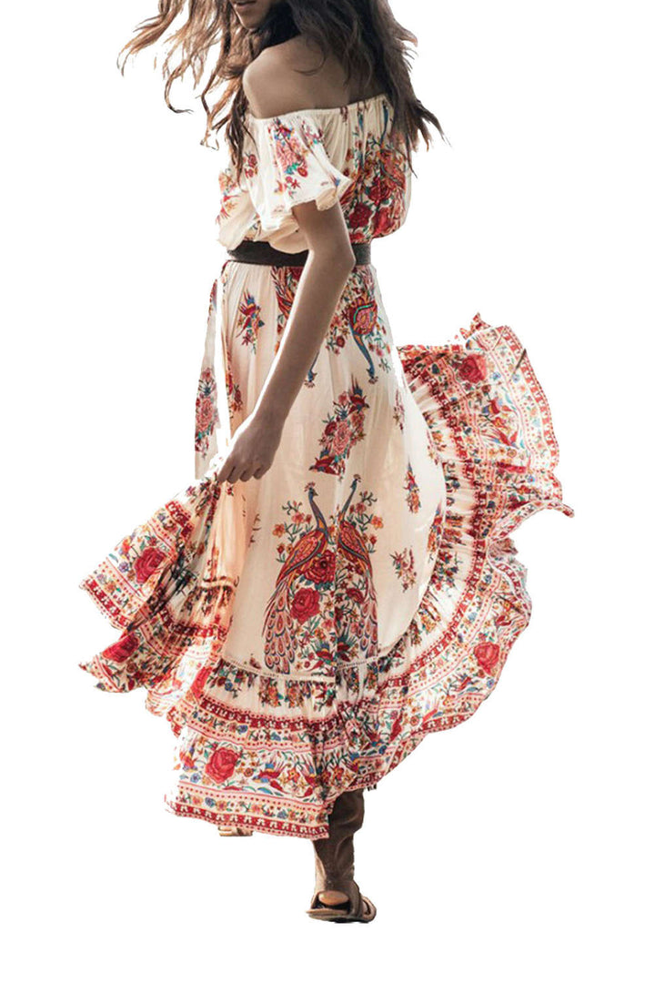 Levoire | Robe maxi florale à épaules dénudées Multicolore