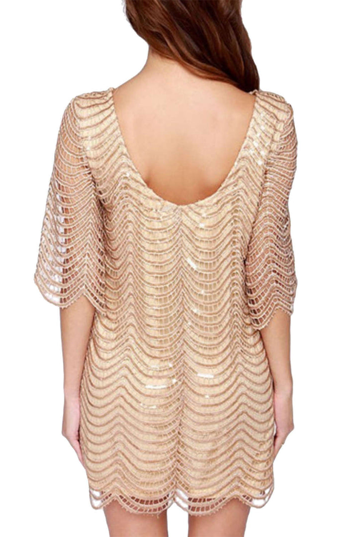 Levoire | Robe shift à col châle en sequins