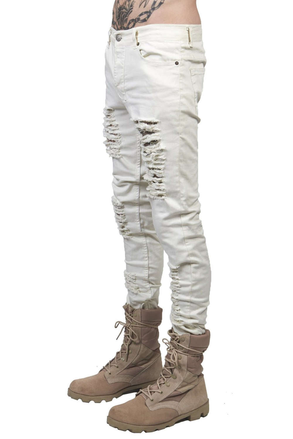 Levoire | Pantalon déchiré à taille basse pour femmes