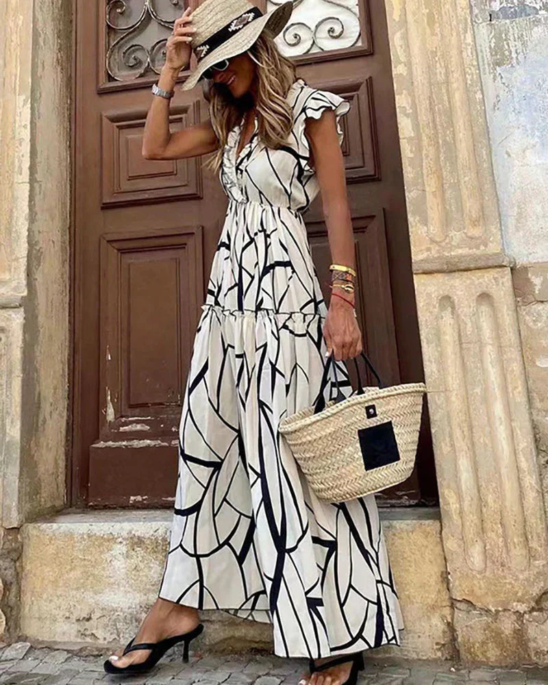 Levoire | Été Robe Classique À Manches Courtes Robe De Loisirs Légère Blanc