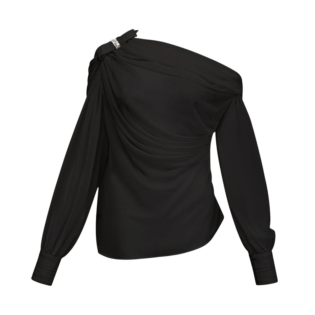 Levoire | Blouse Et Jupe En Tulle Asymétrique Ensemble Coordonné Noir