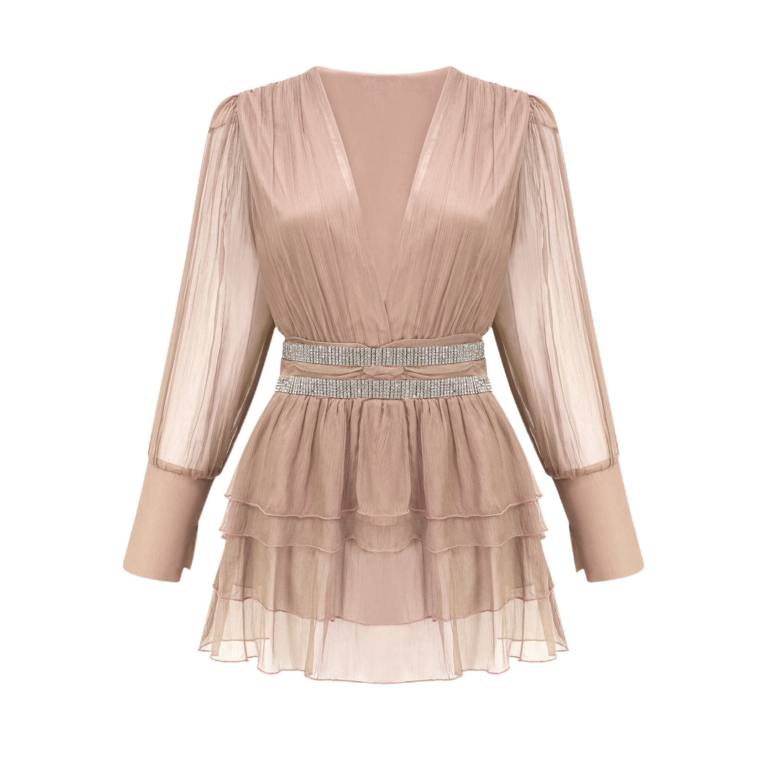 Levoire | Robe Mini En Soie Ornée De Cristaux Rosa