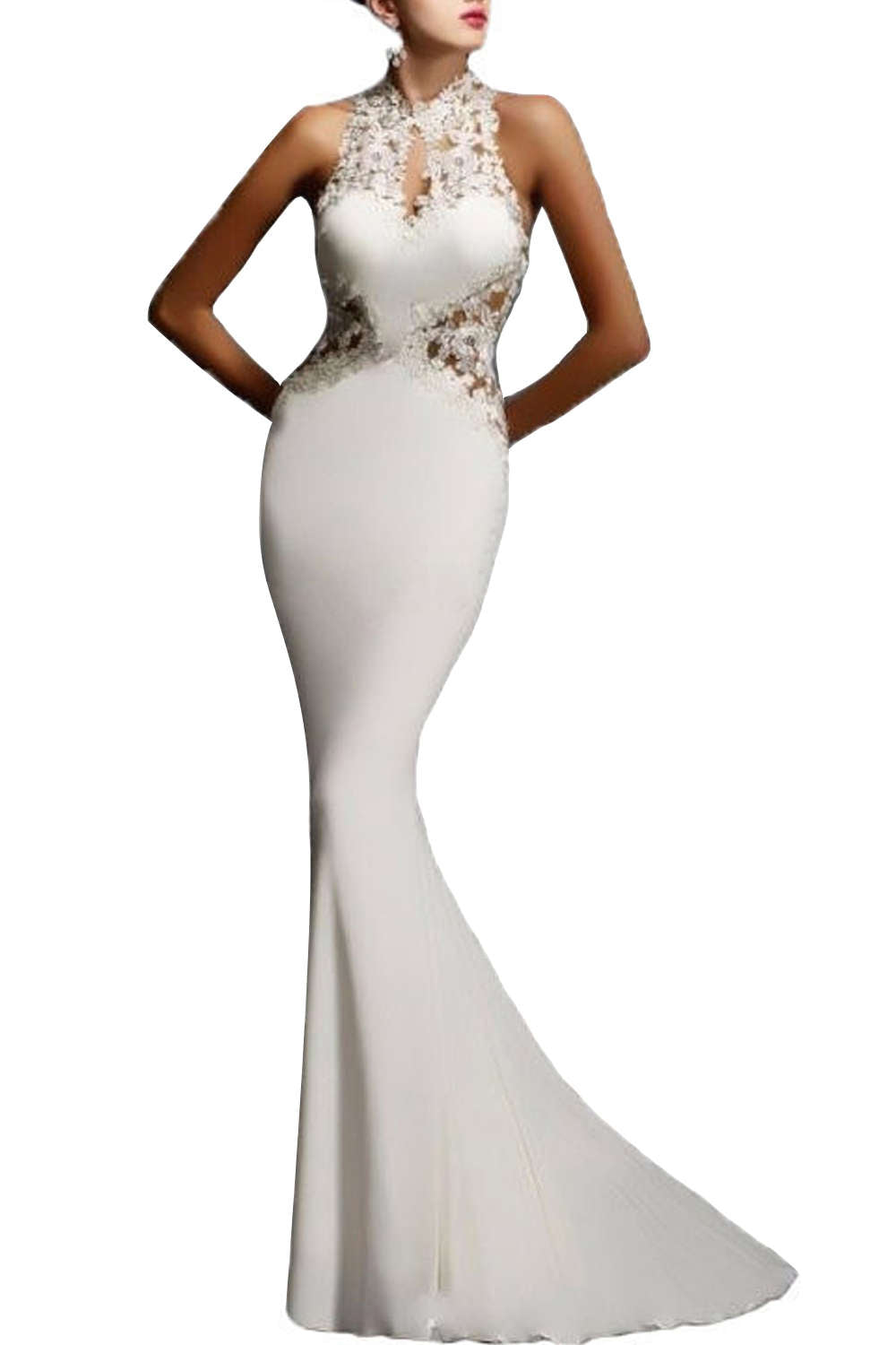Levoire | Robe de soirée en corsage en dentelle sans manches Blanc