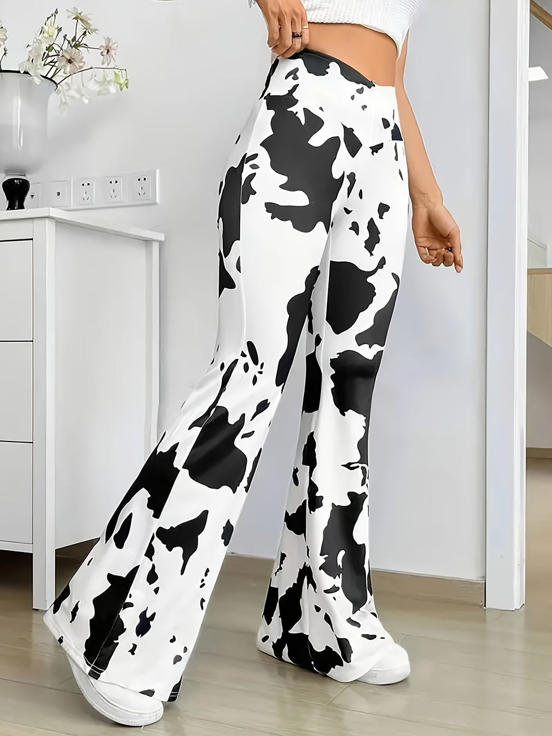 Levoire | Pantalon Taille Haute À Motif Vache Pour Femme