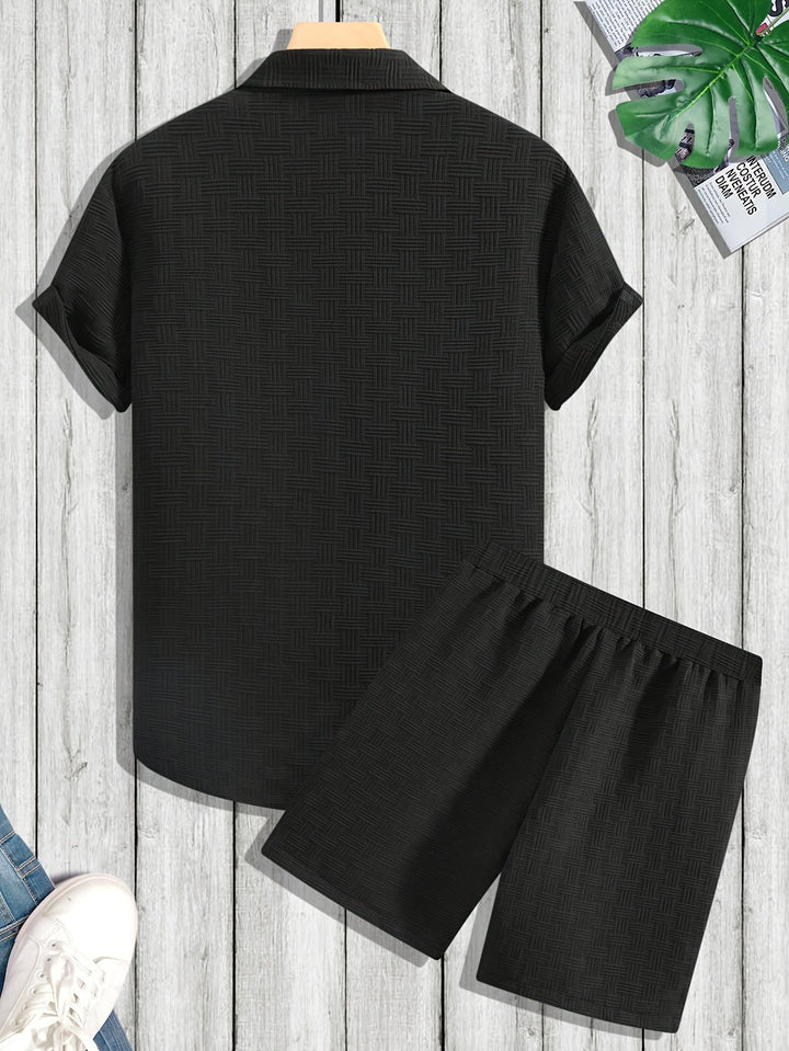 Levoire | Costume Rayé Pour Hommes Avec Col Rétro Et Manches Courtes