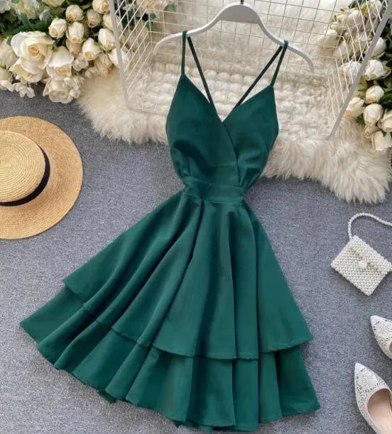 Levoire | Robe courte pour femmes avec un lien à l'arrière Vert