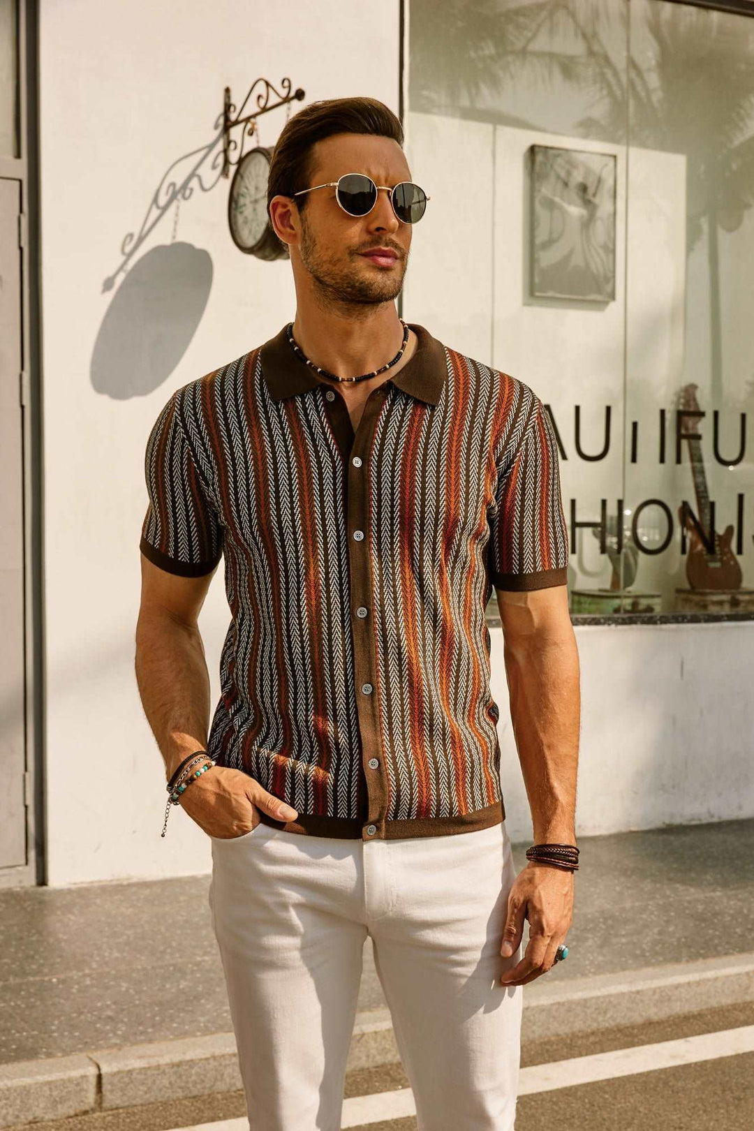 Levoire | Chemise vintage rayée des années 70 Braun