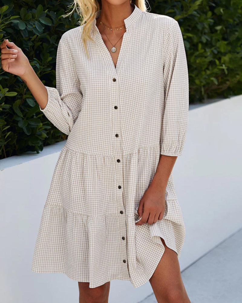 Levoire | Robe À Manches Longues 100% Coton Avec Une Coupe Fluide Kaki